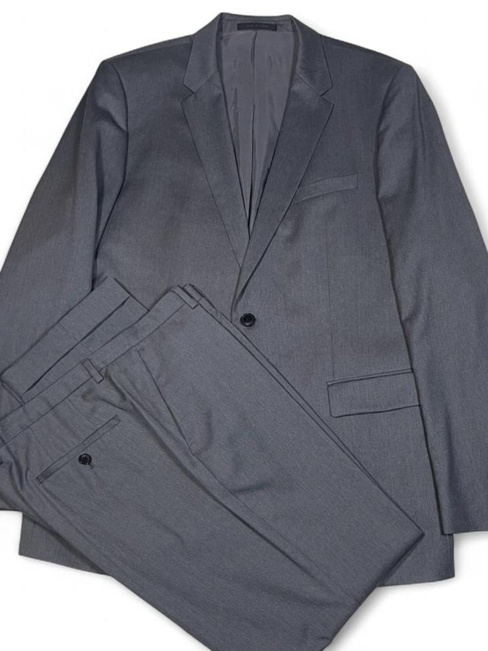 NWOT! Hugo Boss Guabello Italian Wool Fabric Super 150s Grey Suit Sz 44L 38W 33L